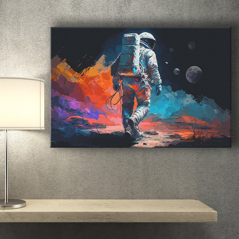 Walking Astronaut Wall Art, Space Water Color Painting Art Canvas Prin –  UnixCanvas