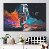 Walking Astronaut Wall Art, Space Water Color Painting Art Canvas Prints Wall Art, Home Living Room Decor, Large Canvas
