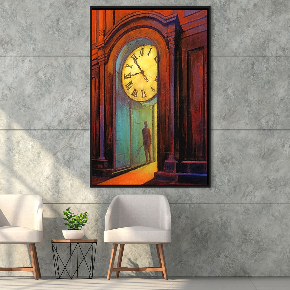 Walking Through The Time Life Framed Canvas Prints Wall Art, Floating Frame, Large Canvas Home Decor
