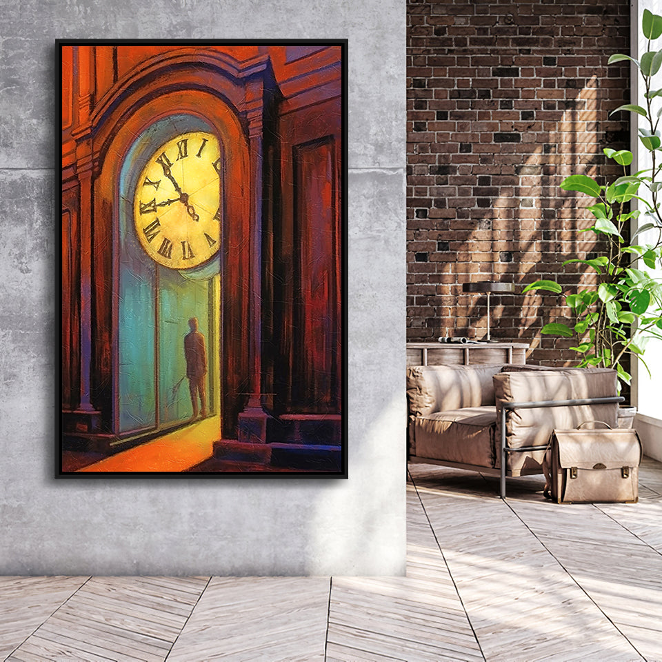 Walking Through The Time Life Framed Canvas Prints Wall Art, Floating Frame, Large Canvas Home Decor