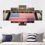 Wall Street New York Stock Exchange Entrance 5 Pieces Canvas Prints Wall Art - Painting Canvas, Multi Panels, Wall Decor
