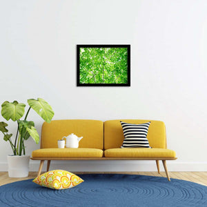 Wall of Fresh Leaves-Forest art, Art print, Plexiglass Cover