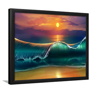 Wallpaper Art Sunset Beach Sea Waves Framed Art Prints - Framed Prints, Prints For Sale, Painting Prints,Wall Art Decor