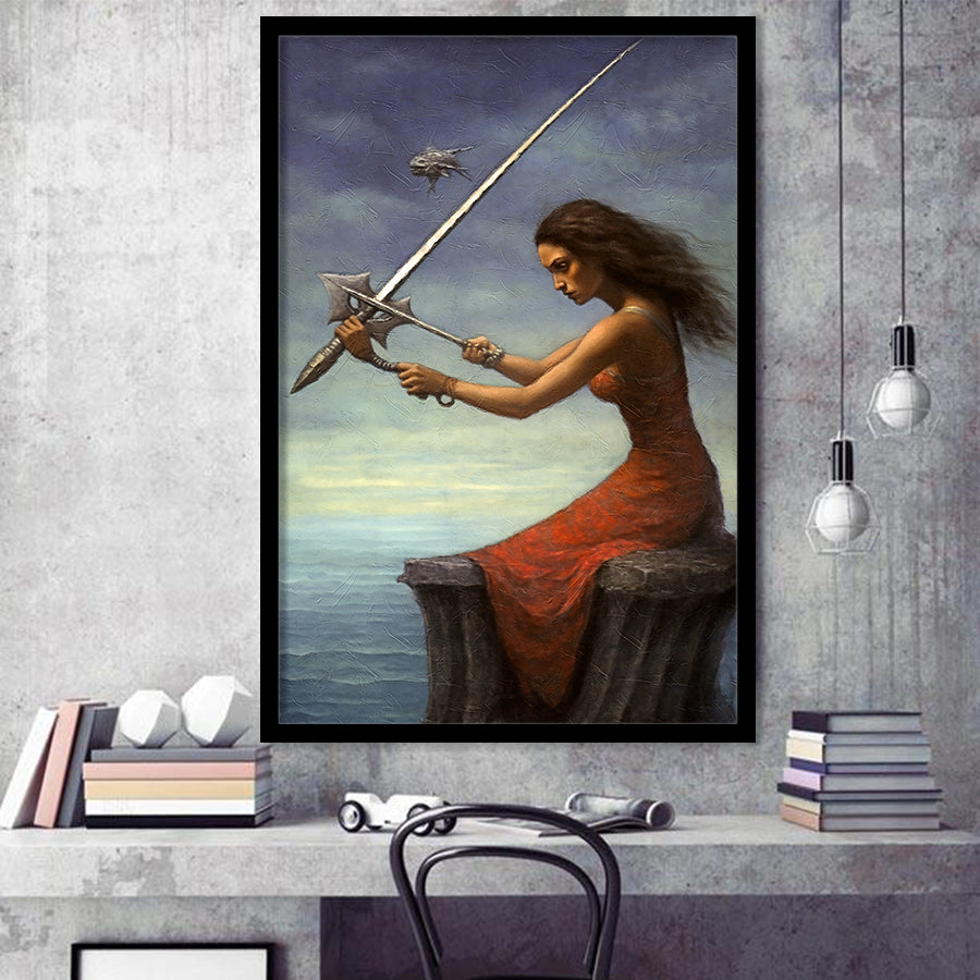 Warrior Black Woman Framed Art Prints Wall Decor, Framed Picture, Large Picture