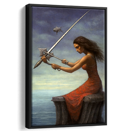 Warrior Black Woman Framed Canvas Prints Wall Art, Floating Frame, Large Canvas Home Decor