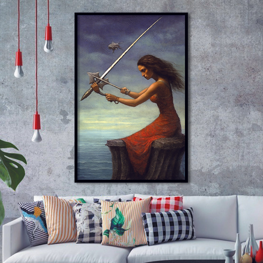 Warrior Black Woman Framed Art Prints Wall Decor, Framed Picture, Large Picture