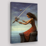 Warrior Black Woman Canvas Prints Wall Art, Home Living Room Decor, Large Canvas