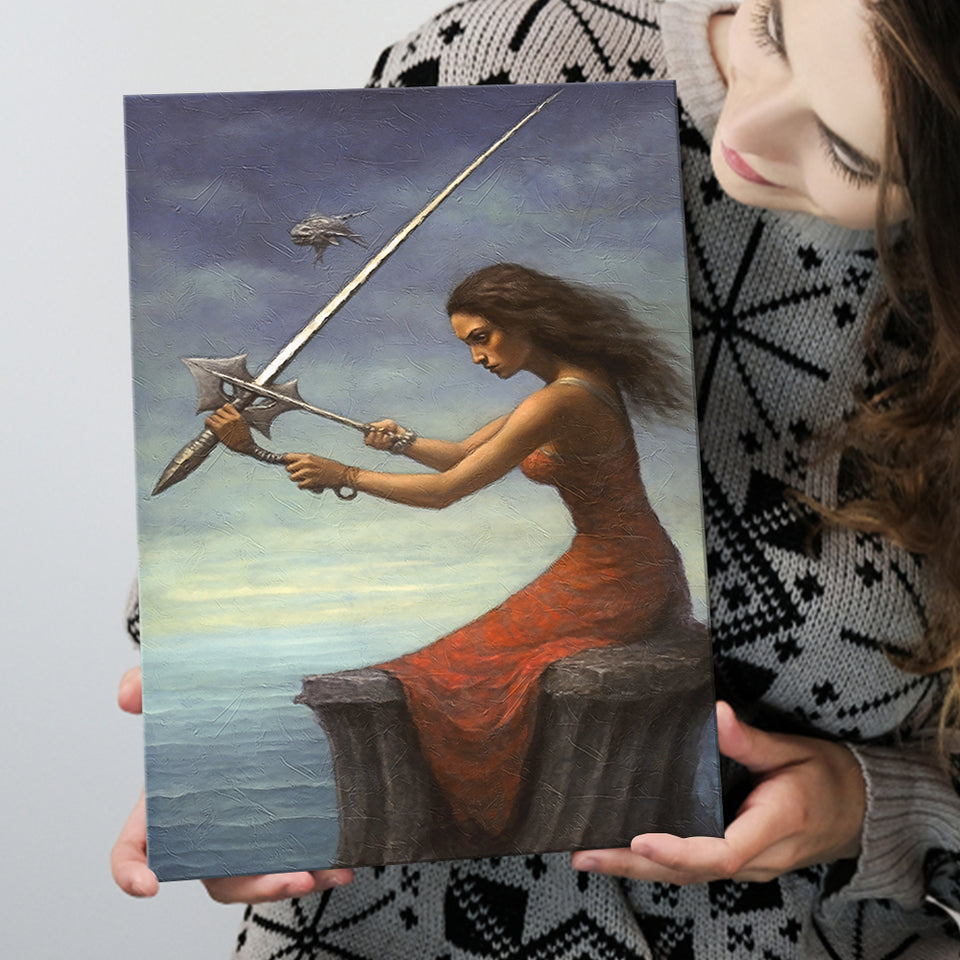 Warrior Black Woman Canvas Prints Wall Art, Home Living Room Decor, Large Canvas