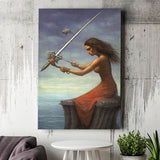 Warrior Black Woman Canvas Prints Wall Art, Home Living Room Decor, Large Canvas
