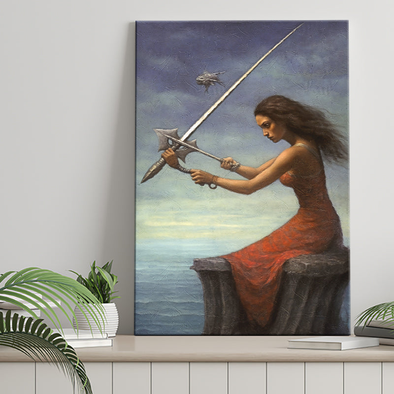 Warrior Black Woman Canvas Prints Wall Art, Home Living Room Decor, Large Canvas