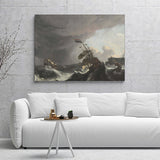 Warships In A Heavy Storm By Ludolf Bakhuysen C 1695 Canvas Wall Art - Canvas Prints, Prints For Sale, Painting Canvas,Canvas On Sale