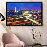 Washington Dc Skyline Highways Monuments City Art Watercolor Framed Canvas Prints Wall Art Home Decor,Floating Frame