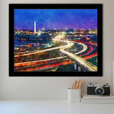 Washington Dc Skyline Highways Monuments City Art Watercolor Framed Art Prints Wall Art Decor,Framed Picture