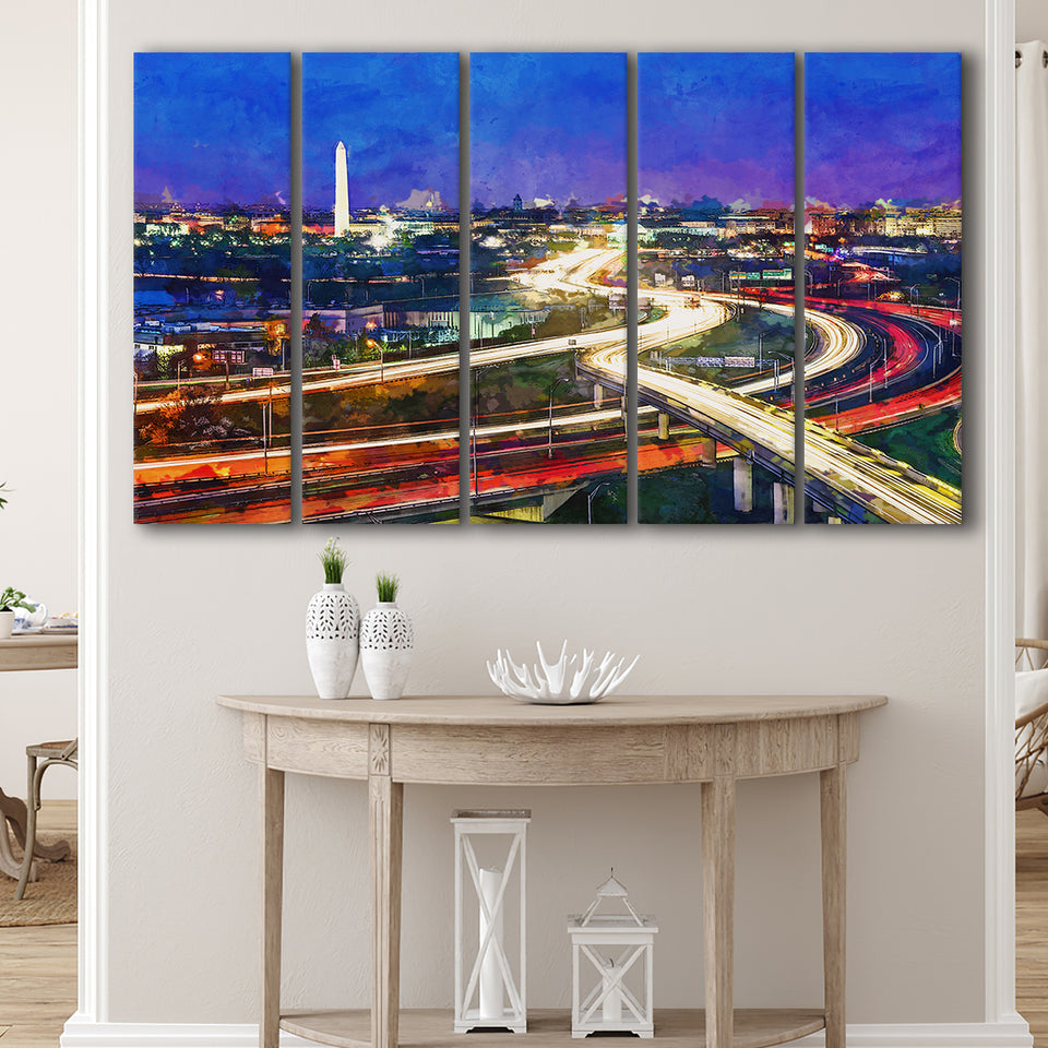 Washington Dc Skyline Highways Monuments 5 Pieces Extra Large Canvas Prints Wall Art Home Decor