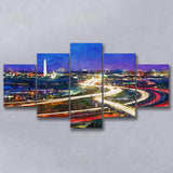 Washington Dc Skyline Highways Monuments 5 Pieces Mixed Canvas Prints Wall Art Home Decor