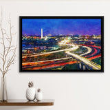 Washington Dc Skyline Highways Monuments City Art Watercolor Framed Canvas Prints Wall Art Home Decor,Floating Frame