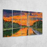 Washington Monument On Reflecting Pool Dc 5 Pieces Extra Large Canvas Prints Wall Art Home Decor