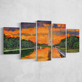 Washington Monument On Reflecting Pool Dc 5 Pieces Mixed Canvas Prints Wall Art Home Decor