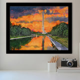 Washington Monument On Reflecting Pool Dc City Art Watercolor Framed Art Prints Wall Art Decor,Framed Picture