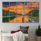 Washington Monument On Reflecting Pool Dc 5 Pieces Extra Large Canvas Prints Wall Art Home Decor