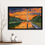 Washington Monument On Reflecting Pool Dc City Art Watercolor Framed Canvas Prints Wall Art Home Decor,Floating Frame