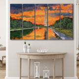 Washington Monument On Reflecting Pool Dc 5 Pieces Extra Large Canvas Prints Wall Art Home Decor