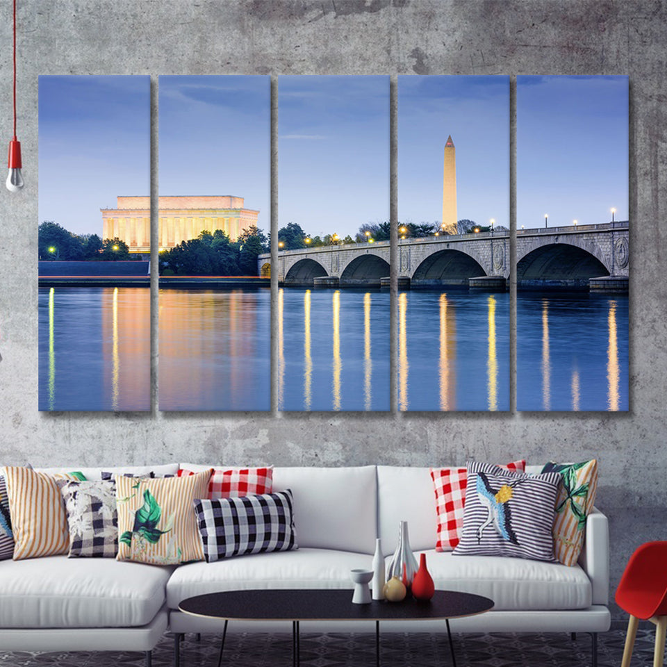 Washington City 5 Piece B Canvas Prints Wall Art Decor - Painting Canvas, Multi Panels