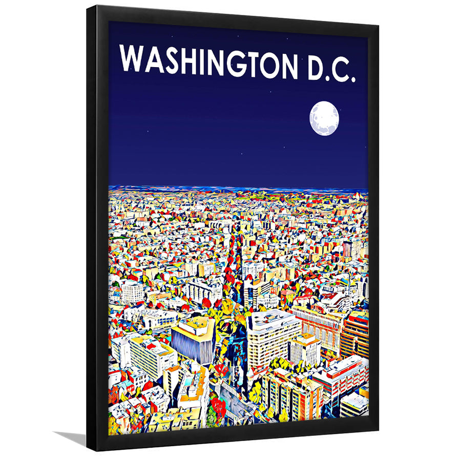 Washington DC Art City Night Landscape, City Art Print, Framed Art Print Wall Art Home Decor, Framed Picture