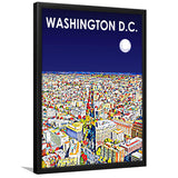 Washington DC Art City Night Landscape, City Art Print, Framed Art Print Wall Art Home Decor, Framed Picture