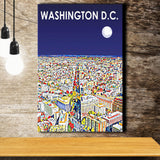 Washington DC Art City Night Landscape ,City Art Print, Large Canvas, Canvas Print Wall Art Home Decor