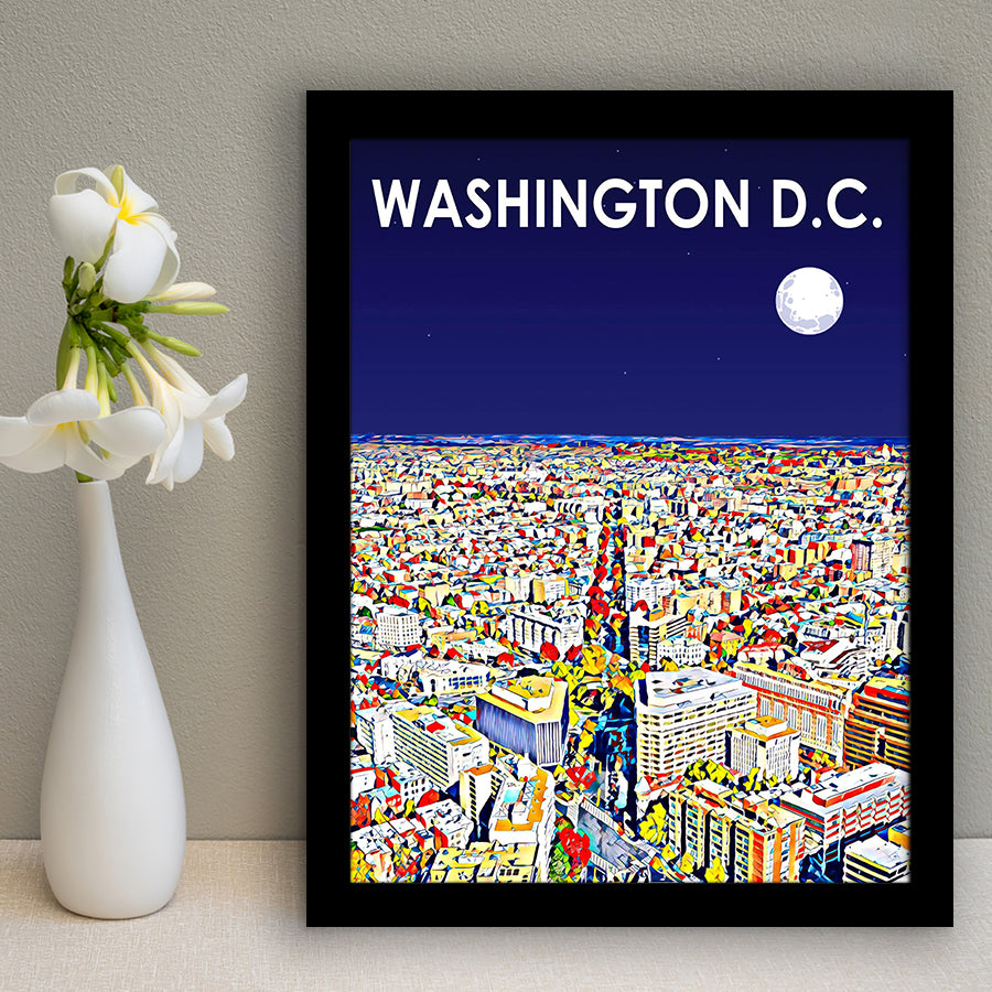 Washington DC Art City Night Landscape, City Art Print, Framed Art Print Wall Art Home Decor, Framed Picture