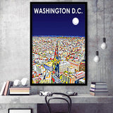 Washington DC Art City Night Landscape, City Art Print, Framed Art Print Wall Art Home Decor, Framed Picture