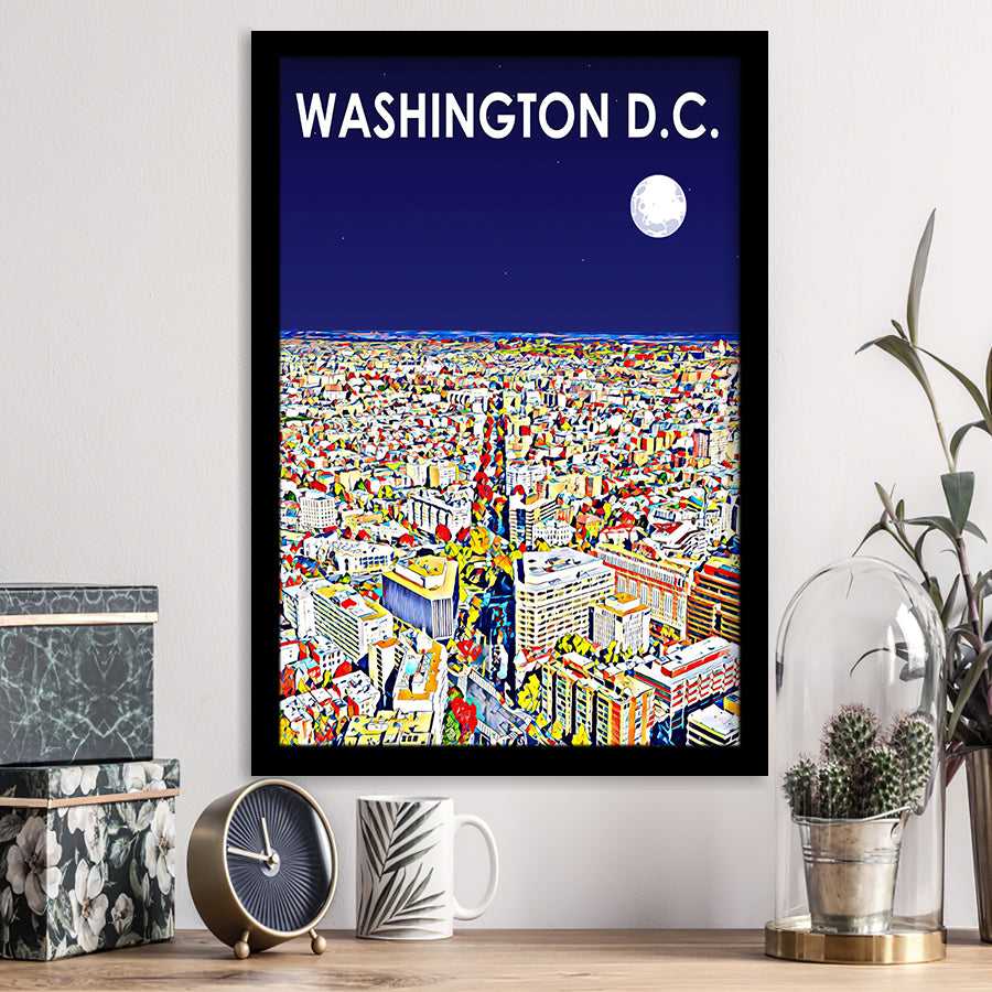 Washington DC Art City Night Landscape, City Art Print, Framed Art Print Wall Art Home Decor, Framed Picture
