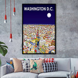 Washington DC Art City Night Landscape, City Art Print, Framed Art Print Wall Art Home Decor, Framed Picture
