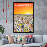 Washington DC Art City Sunset Landscape, City Art Print, Framed Art Print Wall Art Home Decor, Framed Picture