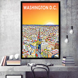 Washington DC Art City Sunset Landscape, City Art Print, Framed Art Print Wall Art Home Decor, Framed Picture