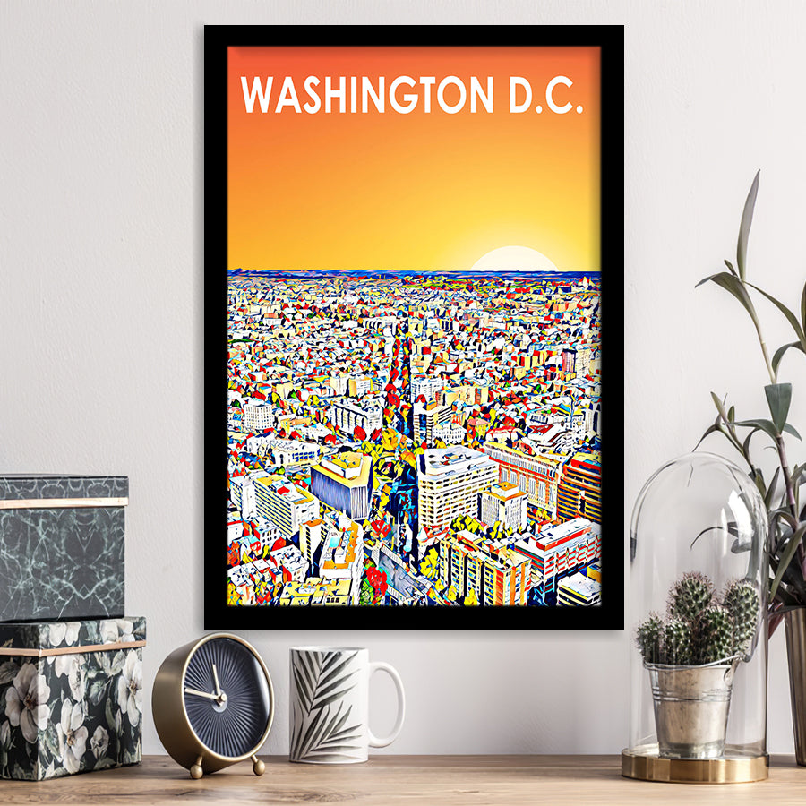 Washington DC Art City Sunset Landscape, City Art Print, Framed Art Print Wall Art Home Decor, Framed Picture