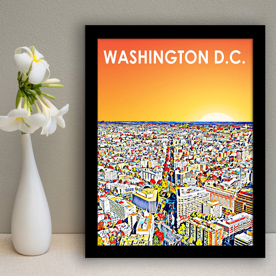 Washington DC Art City Sunset Landscape, City Art Print, Framed Art Print Wall Art Home Decor, Framed Picture