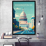 Washington DC Retro Art Print, City Art Print, Framed Art Print Wall Art Home Decor, Framed Picture