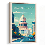Washington DC Retro Art Print, Large Canvas, Framed Canvas Print Wall Art Home Decor, Floating Frame