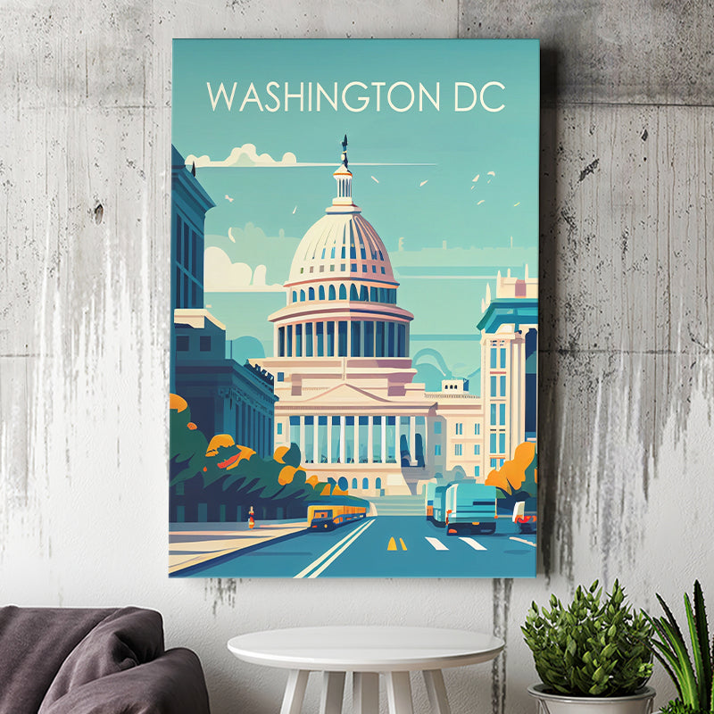 Washington DC Retro Art Print ,City Art Print, Large Canvas, Canvas Print Wall Art Home Decor