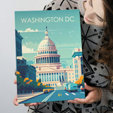 Washington DC Retro Art Print ,City Art Print, Large Canvas, Canvas Print Wall Art Home Decor