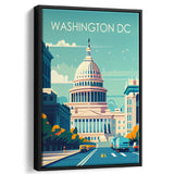 Washington DC Retro Art Print, Large Canvas, Framed Canvas Print Wall Art Home Decor, Floating Frame