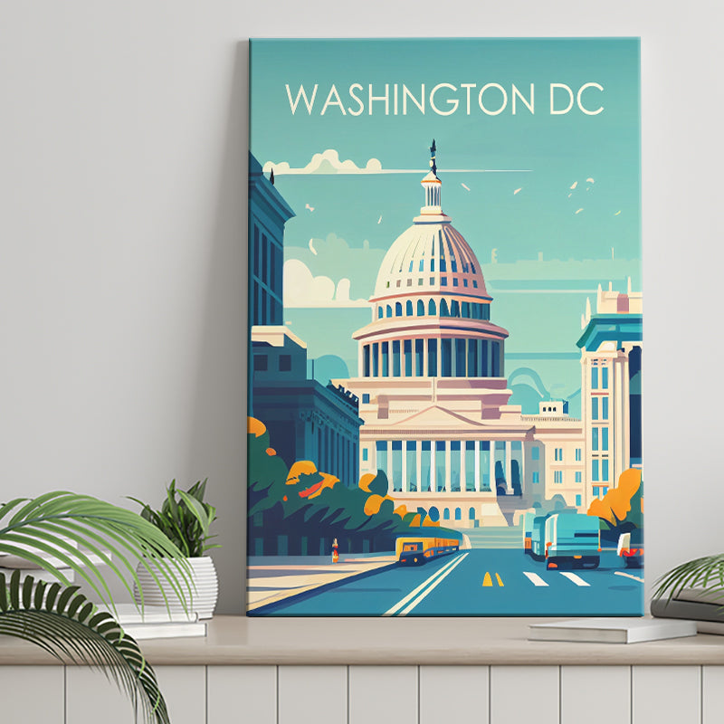 Washington DC Retro Art Print ,City Art Print, Large Canvas, Canvas Print Wall Art Home Decor
