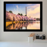 Washington DC USA at the tidal basin with Washington Monument Framed Art Prints Wall Decor - Painting Art, Wall Art, Home Decor