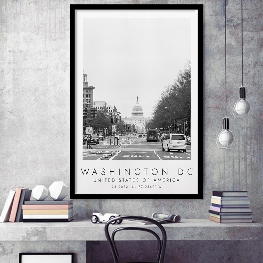 Washington Dc Usa Black And White Art Framed Art Prints Wall Art Decor, Framed Picture