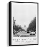 Washington Dc Usa Black And White Art Framed Canvas Prints Wall Art Home Decor, Floating Frame