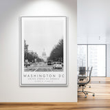 Washington Dc Usa Black And White Art Framed Canvas Prints Wall Art Home Decor, Floating Frame