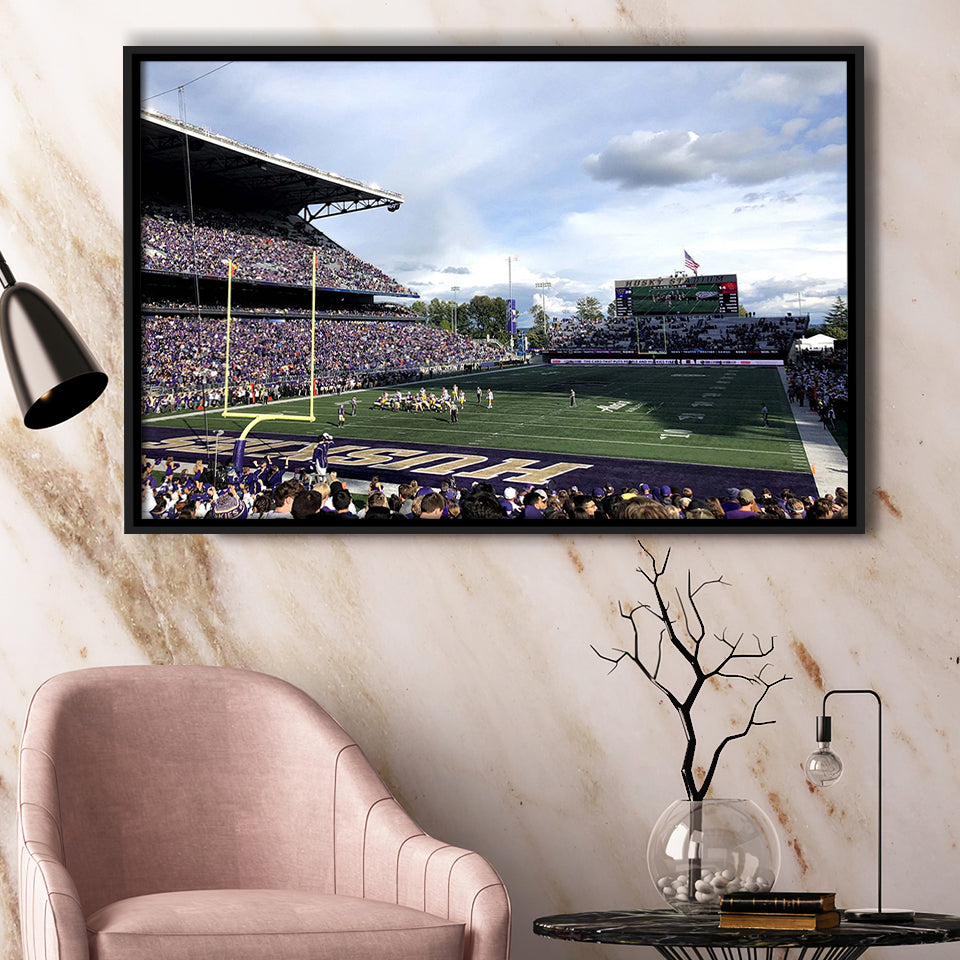 Washington Huskies Stadium Framed Canvas Prints Husky Stadium Wall Art American,Sport Stadium Art Prints, Fan Gift