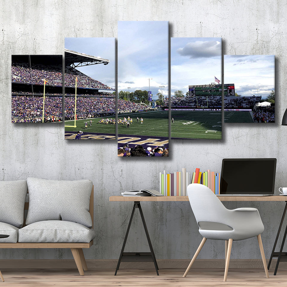 Washington Huskies Stadium Canvas Prints Husky Stadium Wall Art American,Multi Panels,Sport Stadium Art Prints, Fan Gift